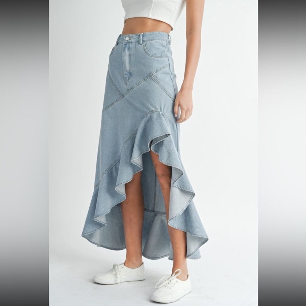 MABLE Light Blue Denim Skirt Asymmetrical NWT